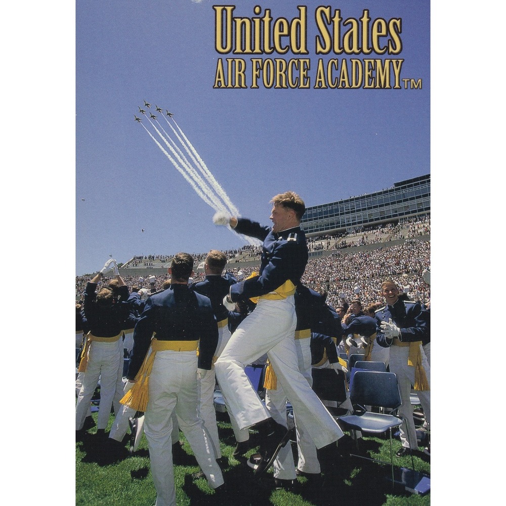 US Air Force Academy Graduation Postcard Jets Falcon Stadium Military Aviation